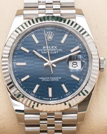 2022 Rolex Datejust 41MM Blue "Fluted Motif" Dial Jubilee Bracelet (126334)