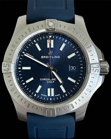 No Reserve - 2018 Breitling Colt Chronomat 44MM Blue Dial Rubber Strap (A17388101C1A1)