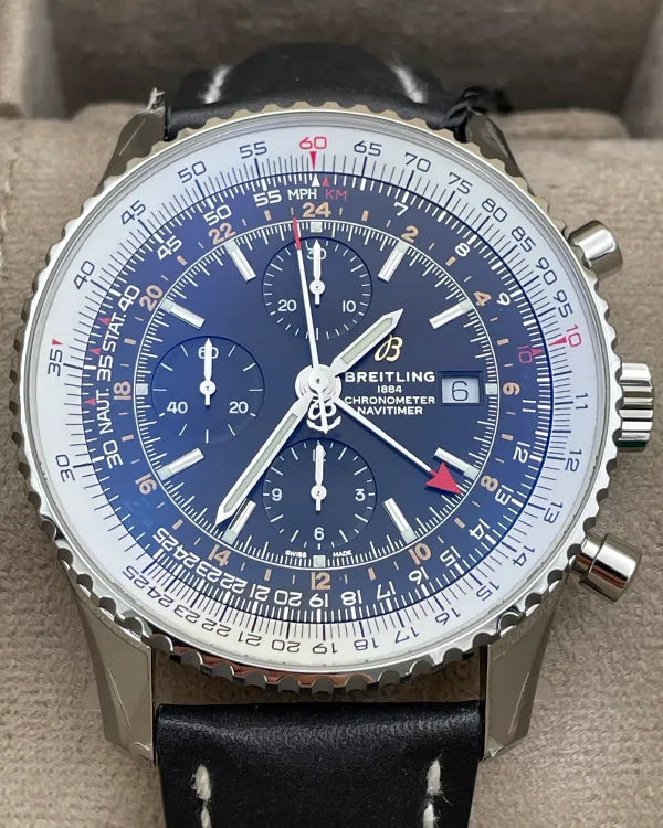 Breitling Navitimer GMT 46MM Black Dial Leather Strap (A24322121B2X1)
