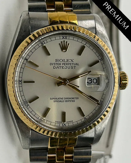 No Reserve - Rolex Datejust 36MM Silver Dial Two-Tone Jubilee Bracelet (16013)