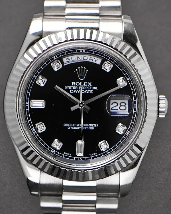 2020 Rolex Day-Date II 41MM Black Dial White Gold President Bracelet (218239)