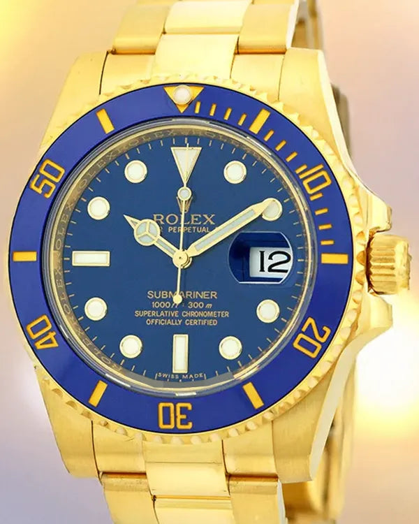 2014 Rolex Submariner Date "Bluesy" 40MM Blue Dial Yellow Gold Oyster Bracelet (116618LB) - (116618LB)