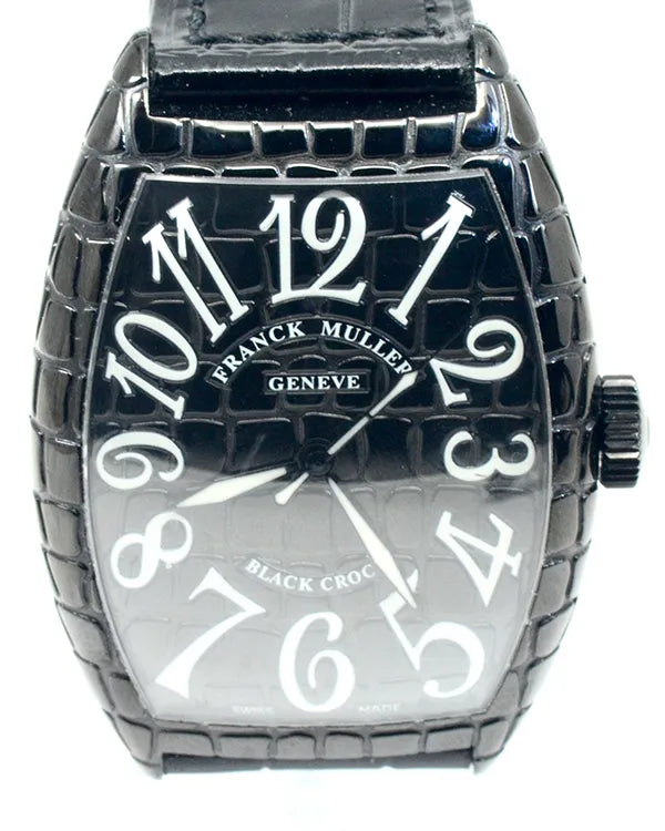 2019 Franck Muller Cintrée Curvex Black Croco 39MM Black Dial  Aftermarket Leather Strap (8880 SC BLC CRO)