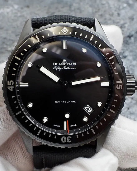 2022 Blancpain Fifty Fathoms Bathyscaphe 43.6MM Black Dial Textile Strap (5000-0130-B52A)
