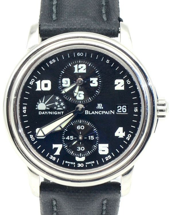 Blancpain Leman Dual Time Zone 38MM Black Dial Textile Strap (2160-1130-71)