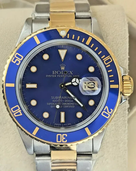 1988 (R Serial) Rolex Submariner "Bluesy" 40MM Blue Dial Two-Tone Oyster Bracelet (16803)