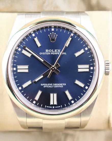 2022 Rolex Oyster Perpetual 41MM Blue Dial Oyster Bracelet (124300)