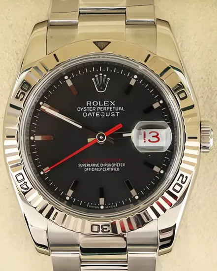 2007 (Z Serial) Rolex Datejust Turn-O-Graph 36MM Black Dial Oyster Bracelet (116264)