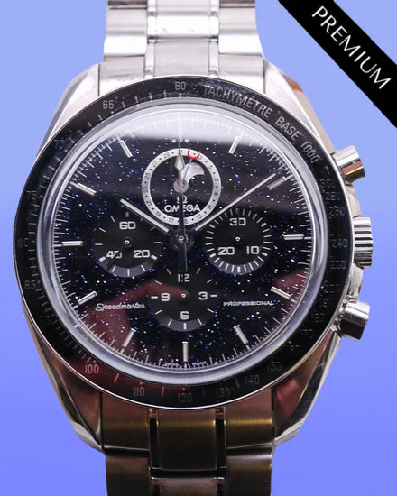 2017 Omega Speedmaster Moonphase 44.25MM Black Aventurine Dial Steel Bracelet (311.30.44.32.01.001)