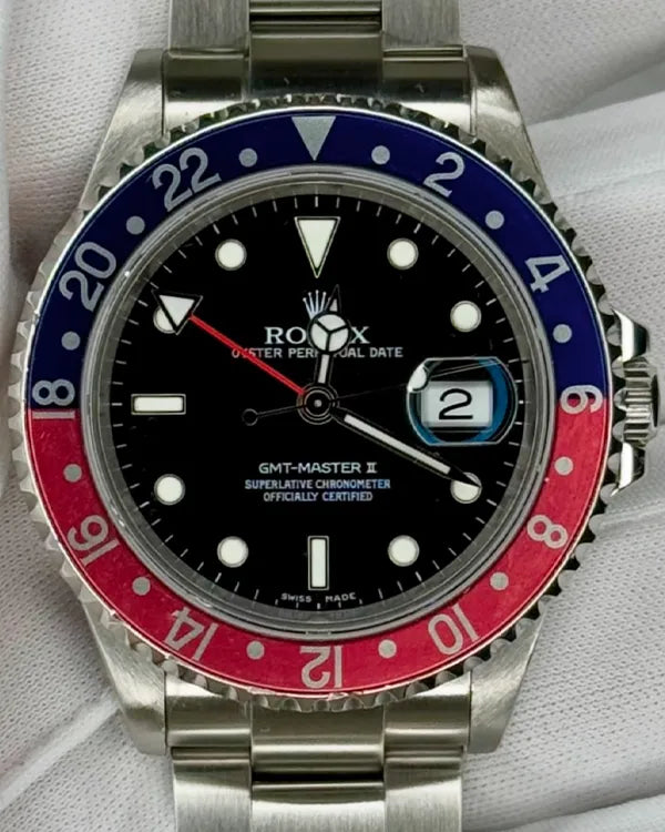 2004 Rolex GMT-Master II "Pepsi" 40MM Black Dial Oyster Bracelet (16710)