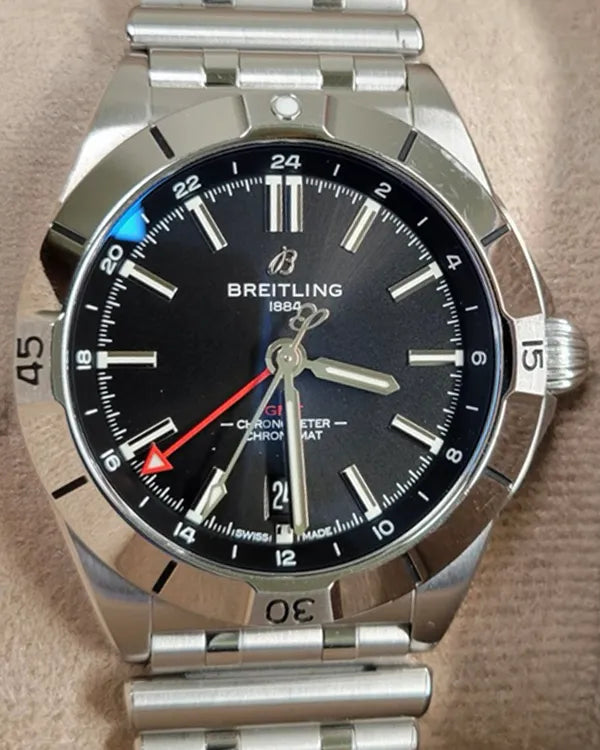 No Reserve 2023 Breitling Chronomat GMT 40MM Black Dial Steel Bracelet (A32398)