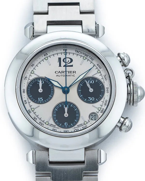 Cartier Pasha De Cartier 36MM Silver Dial Steel Bracelet (W31048M7)