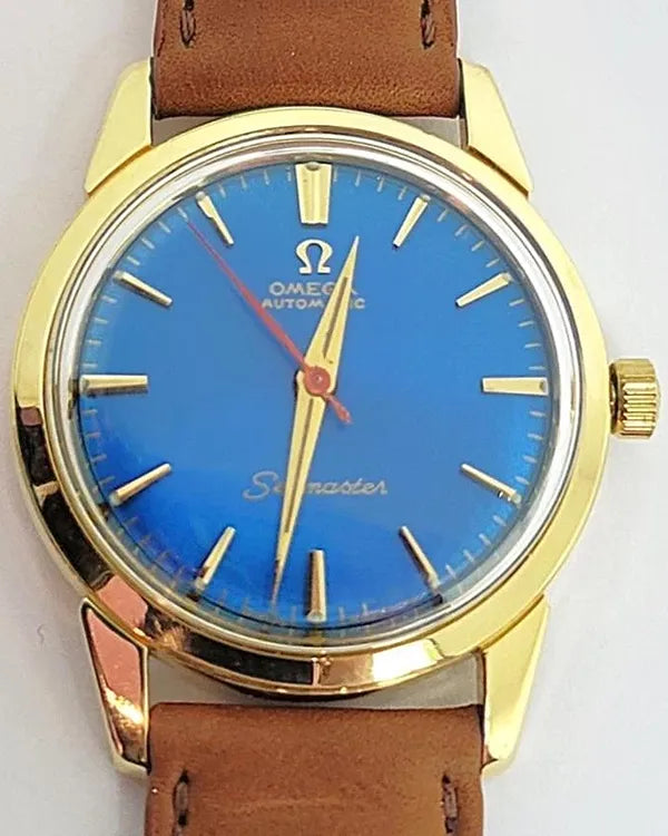 Omega Seamaster 34MM Blue Dial Aftermarket Leather Strap (14774-62)