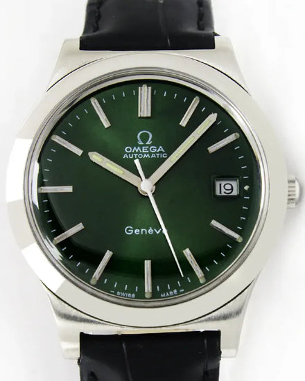 Omega Geneve Vintage 36MM Green Dial Aftermarket Leather Strap (166.0168)