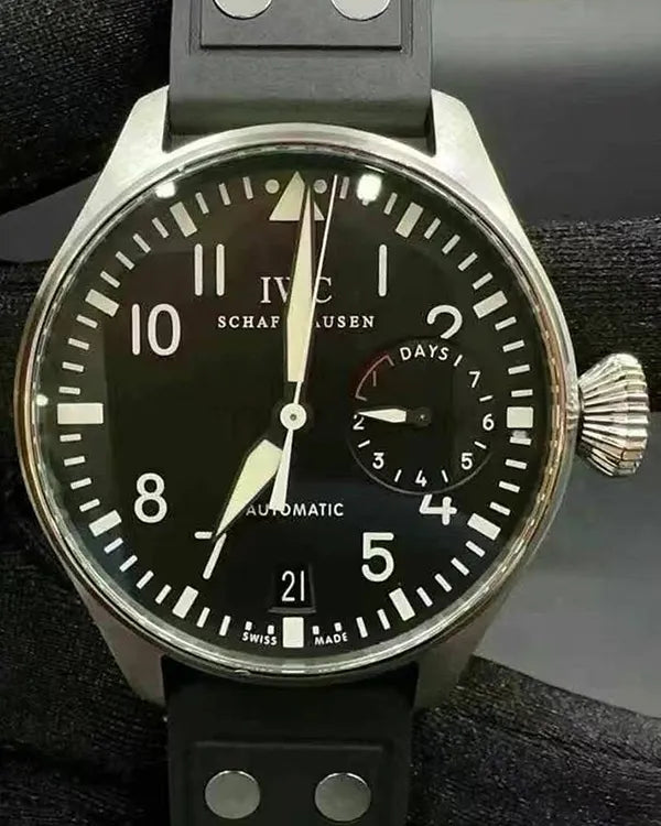 IWC Schaffhausen Pilot 46MM Black Dial Leather Strap (IW500401)