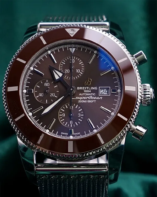 Breitling Superocean Heritage 46MM Black Dial Steel Bracelet (A13312)