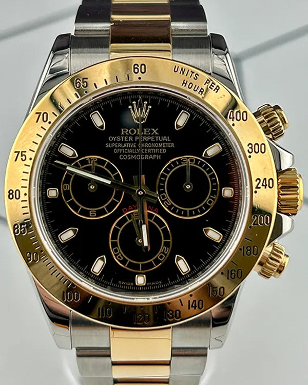Rolex Cosmograph Daytona 40MM Black Dial Two-Tone Oyster Bracelet (116523)