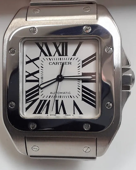 Cartier Santos 100 38MM Silver Dial Steel Bracelet (2656)