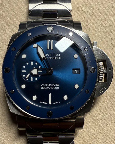 Panerai Submersible Blu Notte 42MM Blue Dial Steel Bracelet (PAM02068)