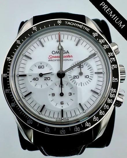 No Reserve - 2025 Omega Speedmaster Professional Moonwatch 42MM White Dial Leather Strap (310.32.42.50.04.002)