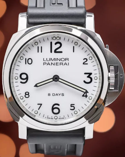 Panerai Luminor Base 8 Days Acciaio 44MM White Dial Rubber Strap (PAM00561)
