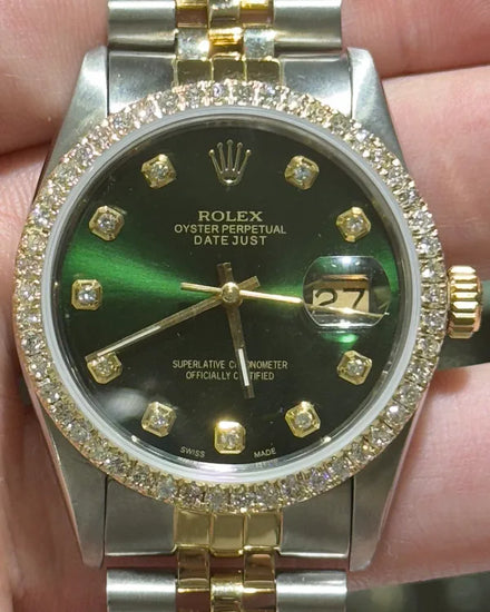 Rolex Datejust 36MM Aftermarket Green Dial Two-Tone Jubilee Bracelet (16013)