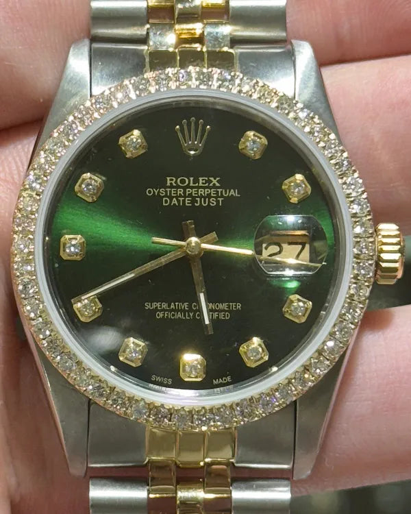 Rolex Datejust 36MM Aftermarket Green Dial Two-Tone Jubilee Bracelet (16013)