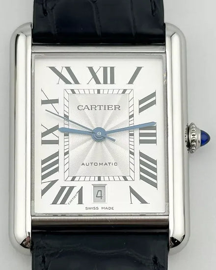 Cartier Tank XL 41MM Silver Dial Leather Strap (WSTA0040)