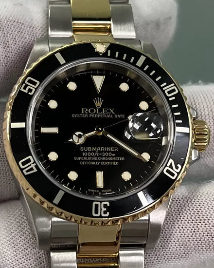 2002 Rolex Submariner Date 40MM Black Dial Two-Tone Oyster Bracelet (16613)