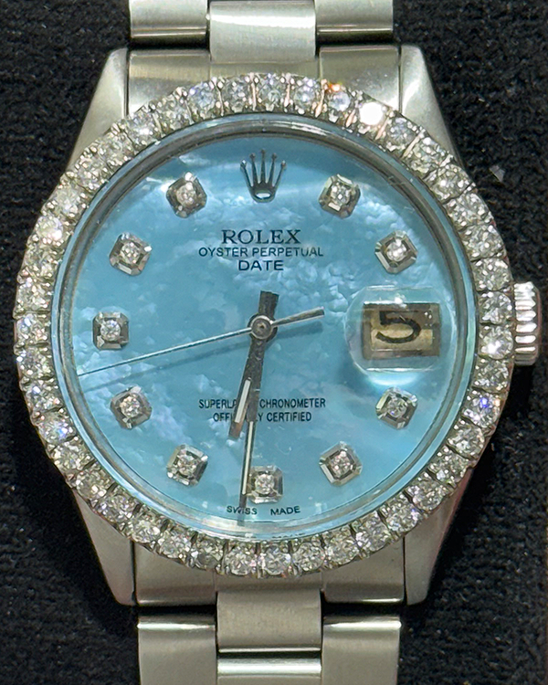Rolex Oyster Precision Date 34MM Aftermarket Blue Mother-of-Pearl Dial Oyster Bracelet  (6694)