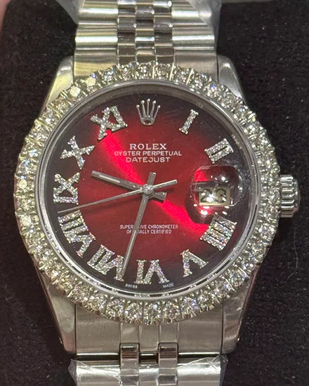 Rolex Datejust 36MM Aftermarket Red Dial  Aftermarket Jubilee Bracelet (16014)