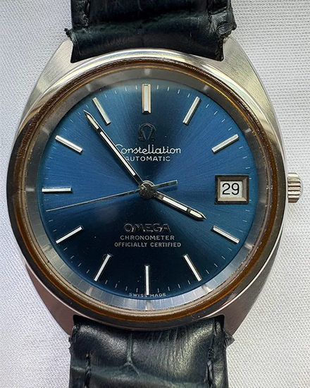 Omega Constellation 35MM Blue Dial Aftermarket Leather Strap (168.0056)