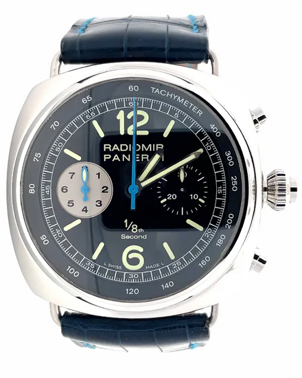 Panerai Radiomir 1/8th Second Rattrapante Chronograph L.E. 45MM Black Dial Leather Strap (PAM00246)