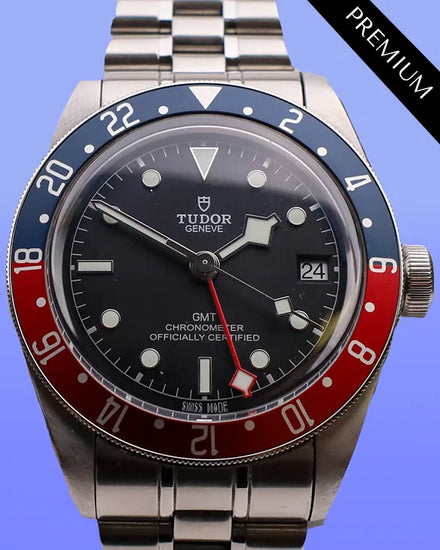 2021 Tudor Black Bay GMT "Pepsi" 41MM Black Dial Aftermarket Forstner "Bullet" Steel Bracelet (79830RB)