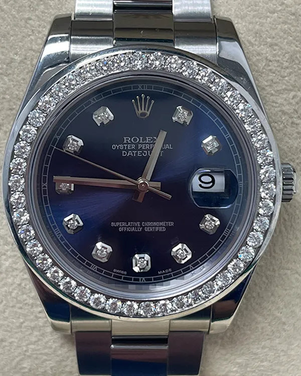 Rolex Datejust II 41MM Aftermarket Blue Dial Oyster Bracelet (116334)