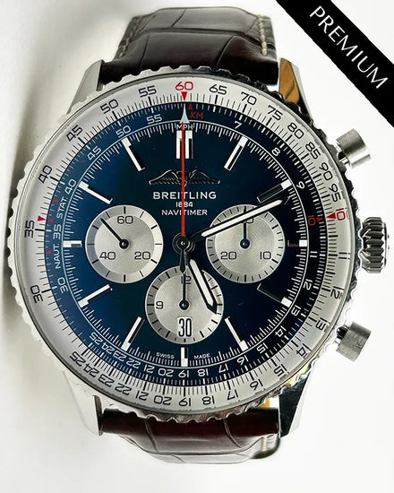2023 Breitling Navitimer 1 B01 46MM Blue Dial Leather Strap (AB0137)