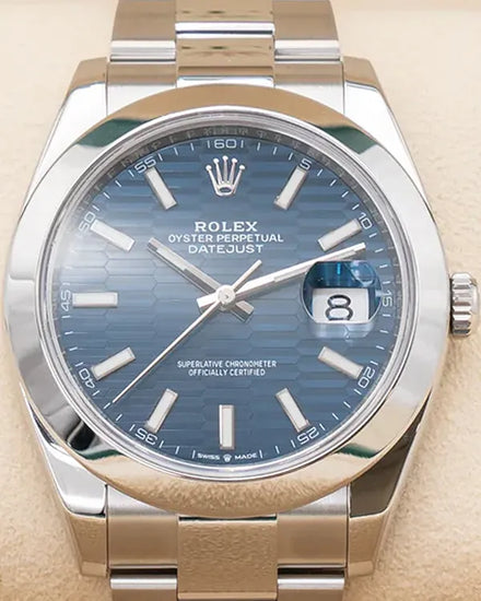 2022 Rolex Datejust 41MM Blue "Fluted Motif" Dial Oyster Bracelet (126300)