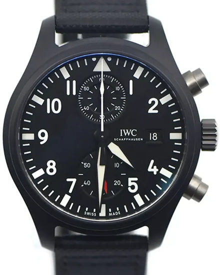 2018 IWC Schaffhausen Pilot Chronograph "Top Gun" 44MM Black Dial Textile Strap (IW389001)