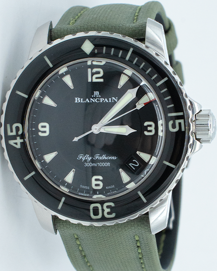 2023 Blancpain Fifty Fathoms 45MM Black Dial Textile Strap (5015-1130-52A)