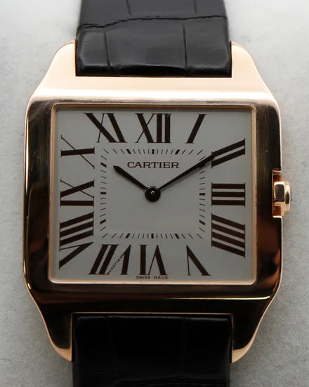 Cartier Santos Dumont LM 34.6MM Silver Dial Leather Strap (W2006951)