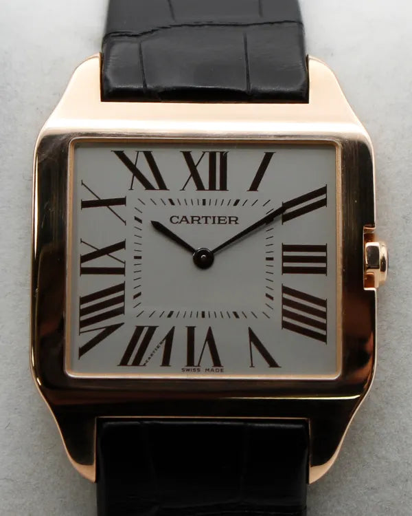 Cartier Santos Dumont LM 44.6MM Silver Dial Leather Strap (W2006951)