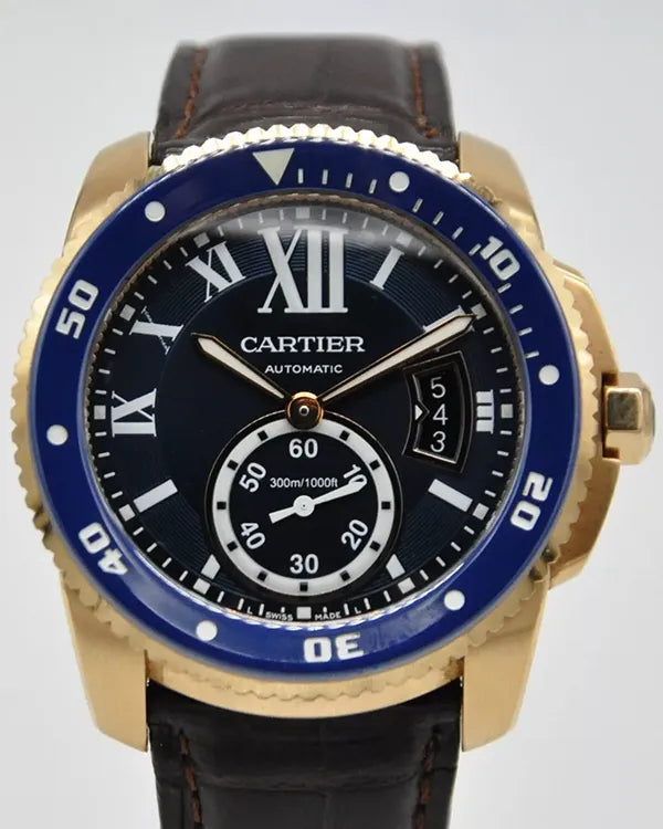 2018 Cartier Calibre de Cartier 42MM Blue Dial Leather Strap (WGCA0009)