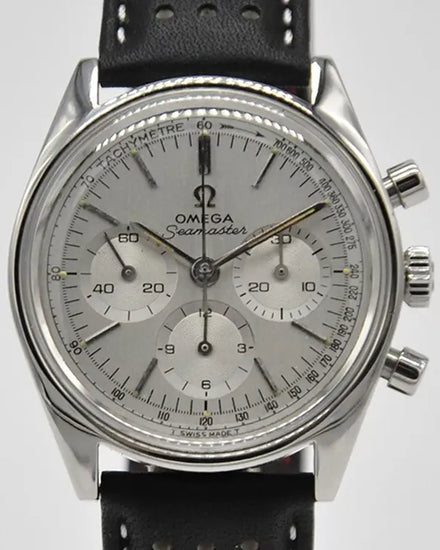 Omega De Ville Vintage Chronograph 35MM Silver Dial Aftermarket Leather Strap (145.018)