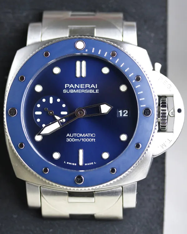 2021 Panerai Submersible "Blu Notte" 42MM Blue Dial Steel Bracelet (PAM01068) (PAM01068)