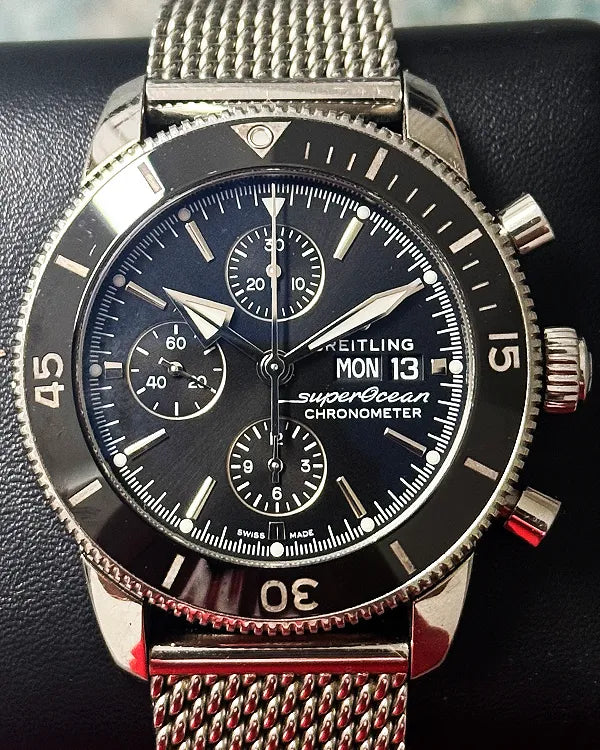 Breitling Superocean Heritage II Chronograph 44MM Black Dial Steel Bracelet (A13313)