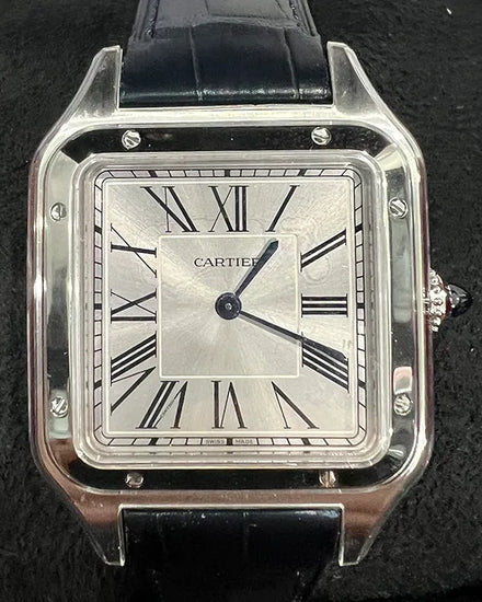 2024 Cartier Santos Dumont 43.5MM Quartz Silver Dial Leather Strap (WSSA0022)