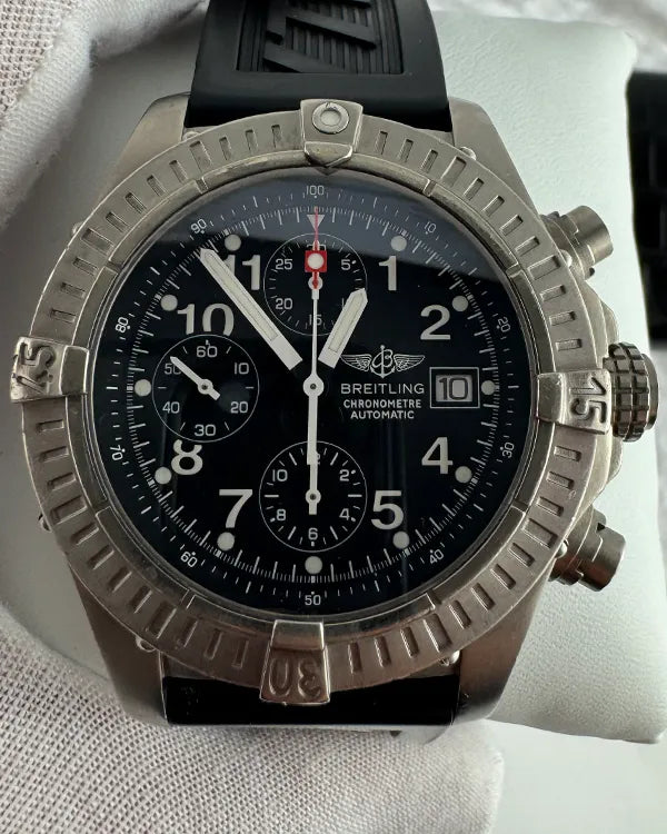 No Reserve - Breitling Avenger 44MM Black Dial Rubber Strap (E13360)