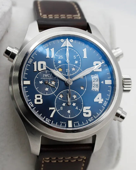 IWC Schaffhausen Pilot Double Chronograph "Le Petit Prince" L.E. 44MM Blue Dial Leather Strap (IW371807)