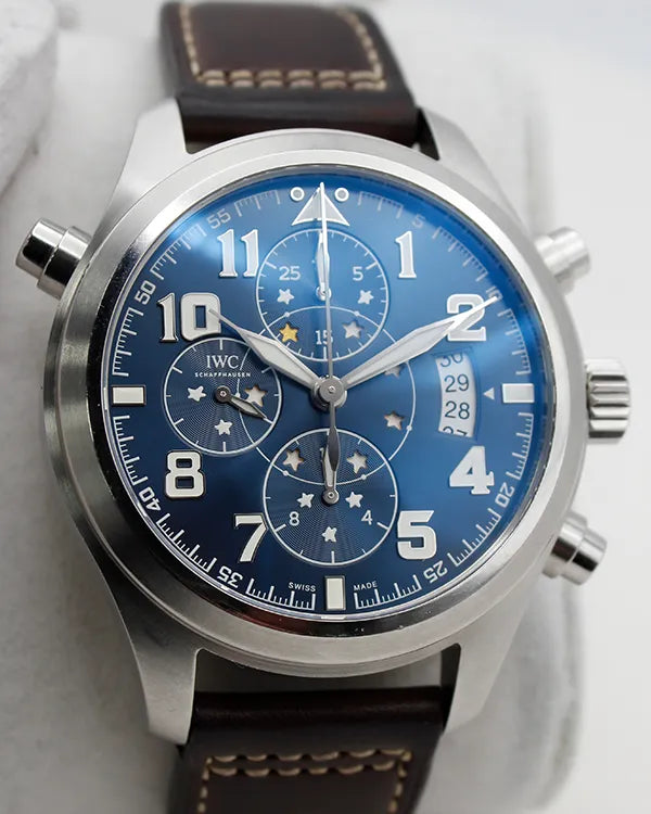 IWC Schaffhausen Pilot Double Chronograph "Le Petit Prince" L.E. 44MM Blue Dial Leather Strap (IW371807)