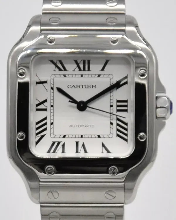 Cartier Santos De Cartier 35MM Silver Dial Steel Bracelet (WSSA0010)